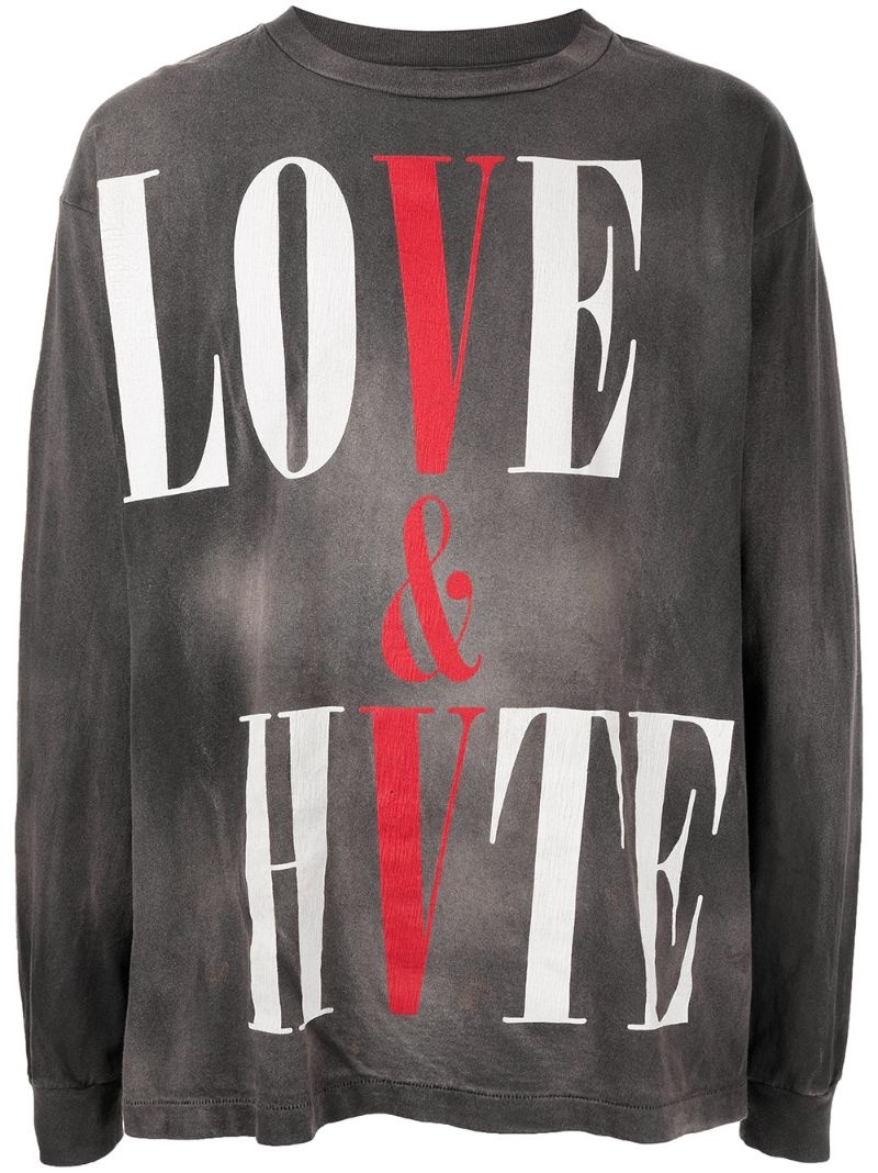 slogan-print long-sleeved T-shirt - 2