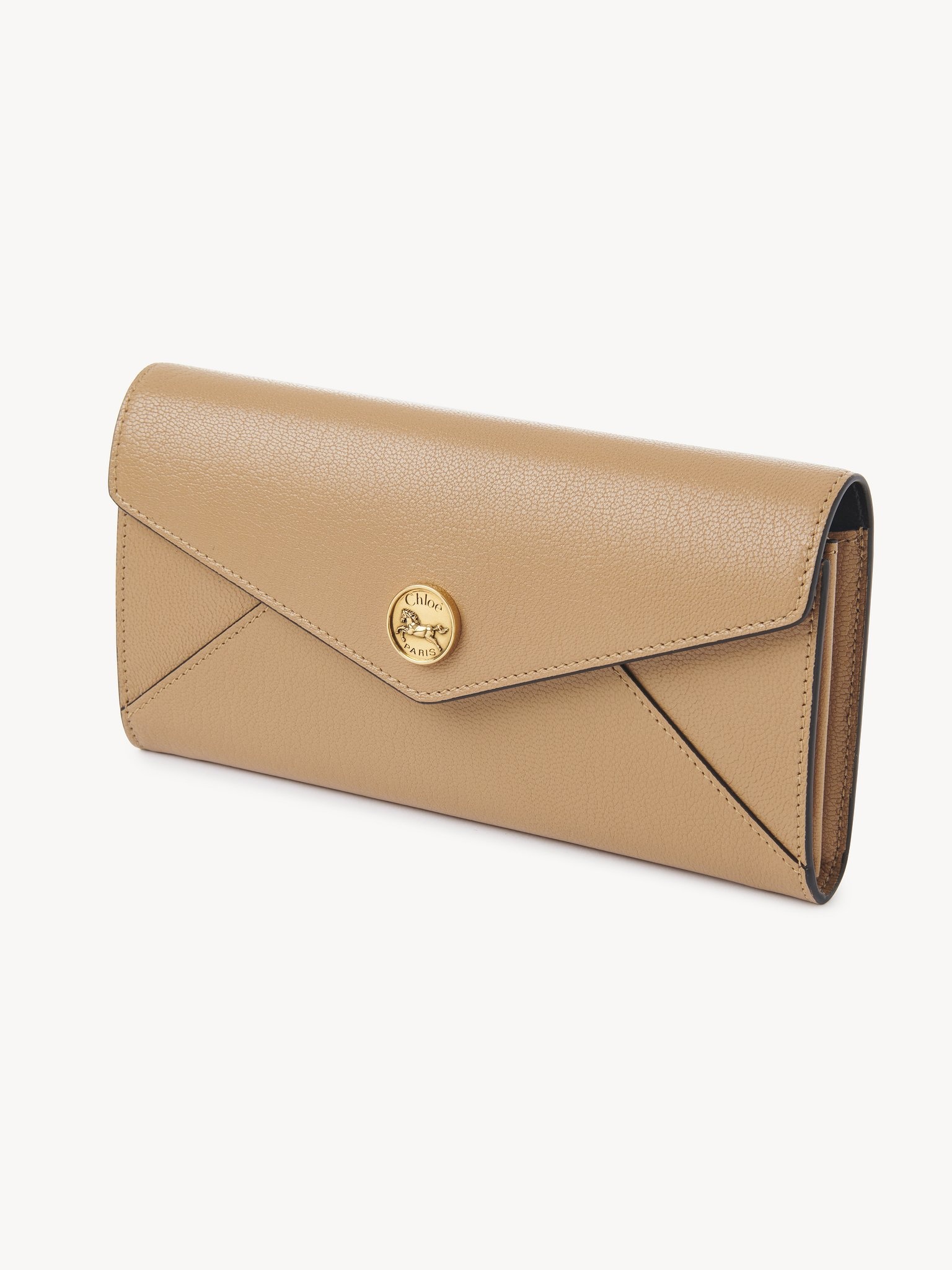 ENVELOPE LONG WALLET WITH FLAP IN GRAINED LEATHER - 2