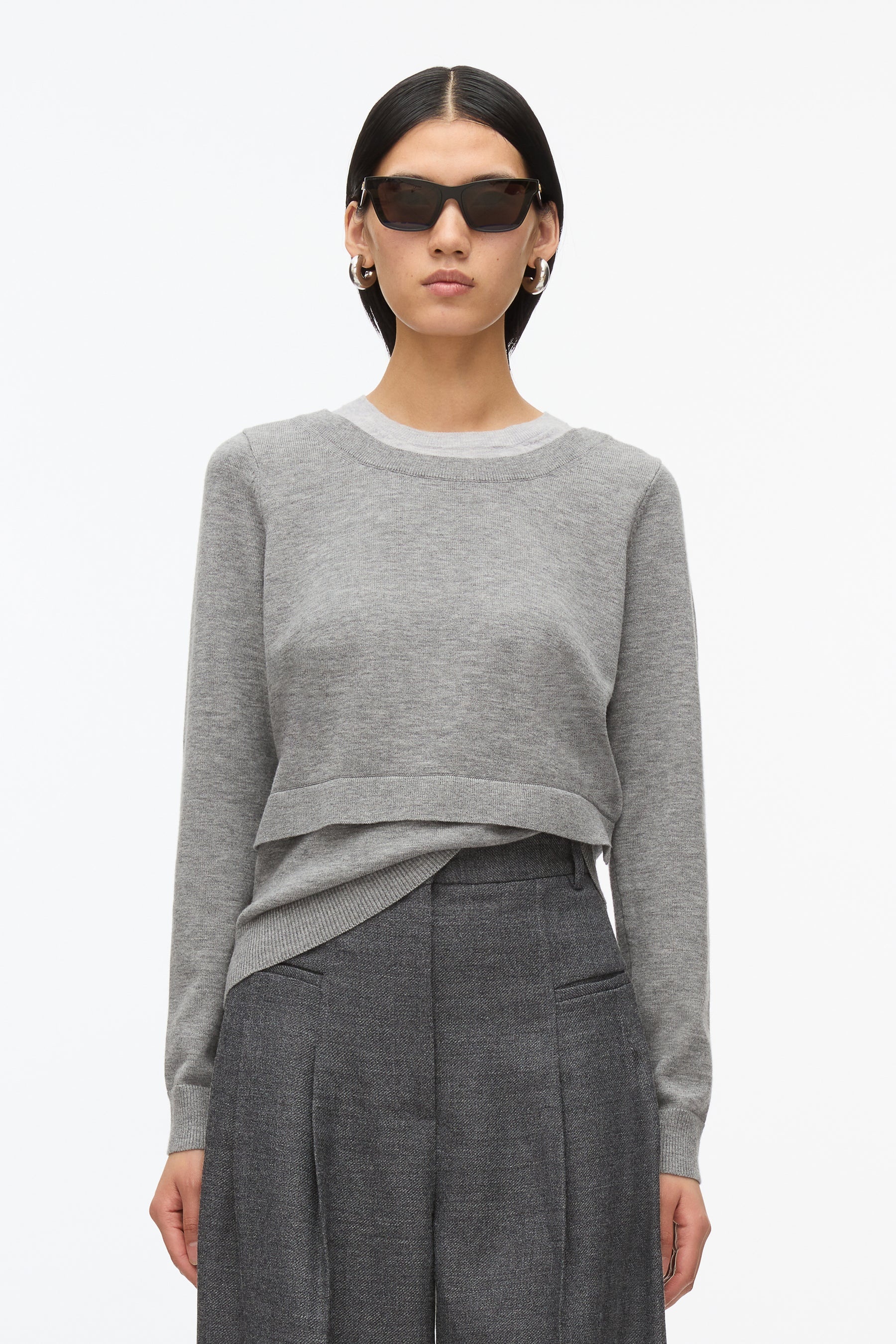 Layered Knit Pullover with Keyhole - 2
