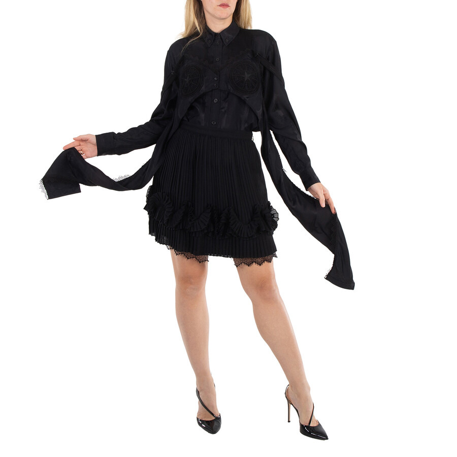 Burberry Pleated Lace-Trim Skirt - 4