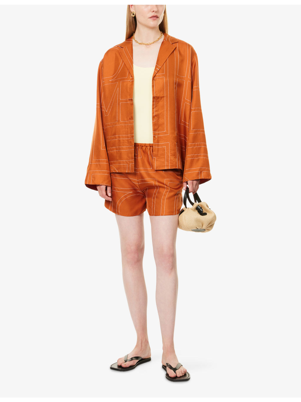 Embroidered Monogram Embroidered Silk Pyjama Shorts - 2