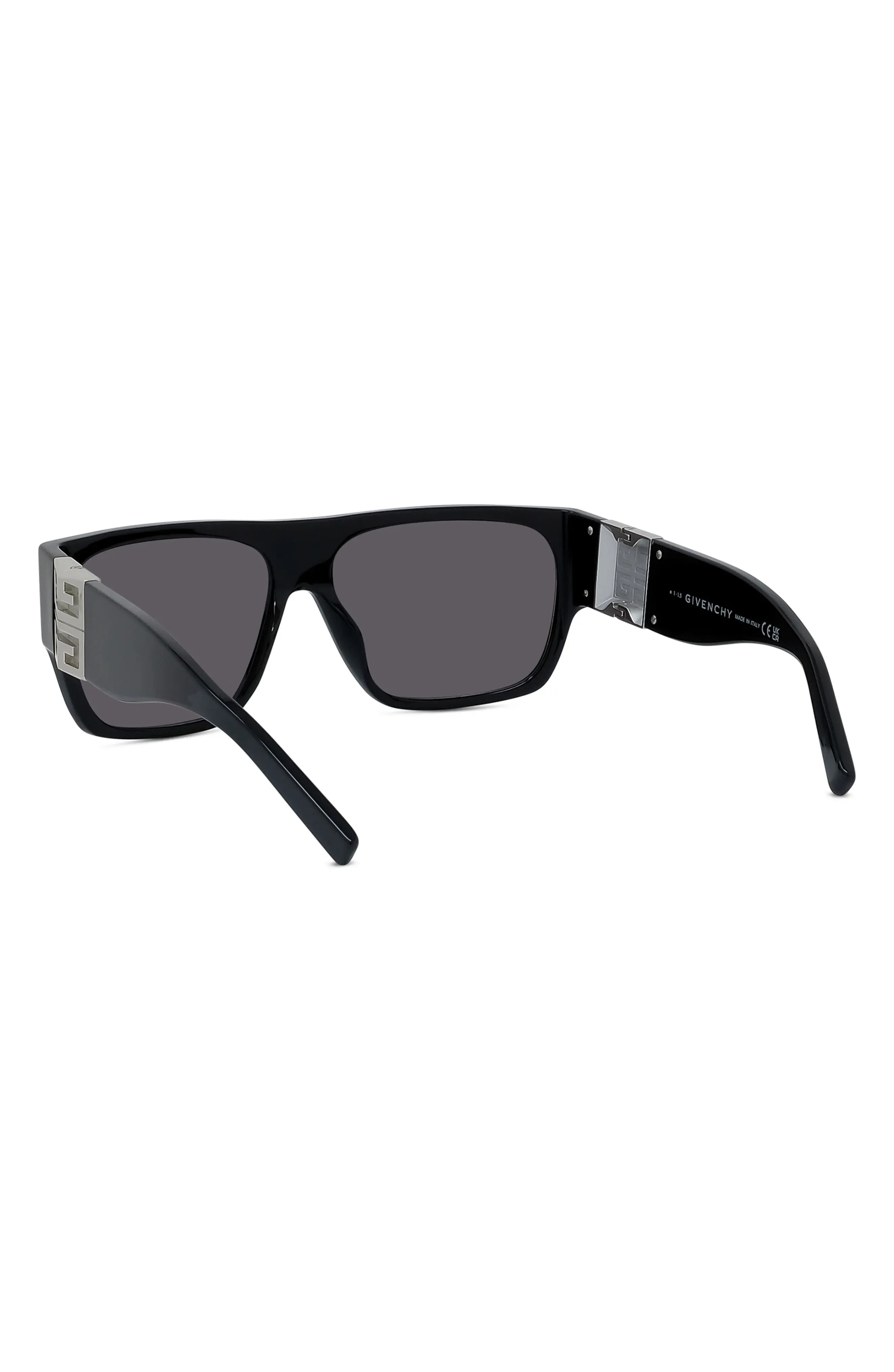 4G Rectangular Sunglasses in Shiny Black /Smoke - 3