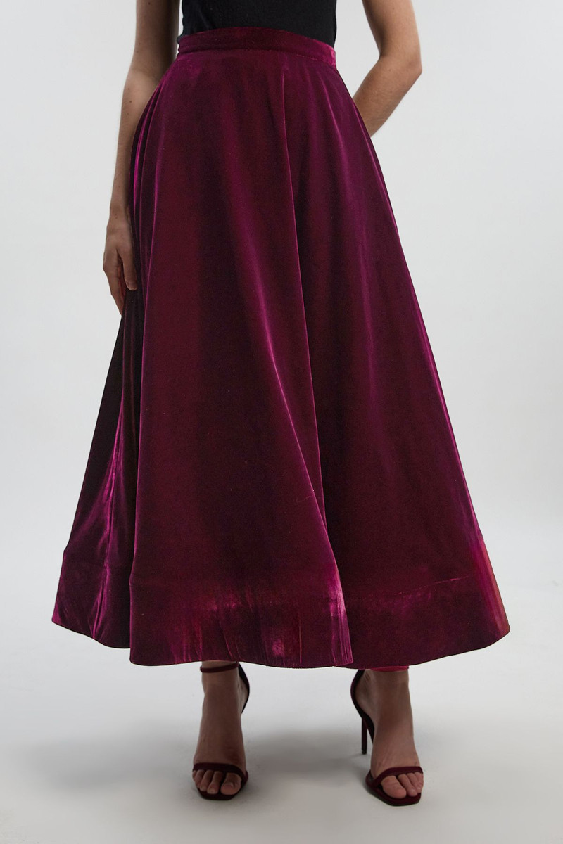 Velvet Woven Prom Maxi Skirt 3