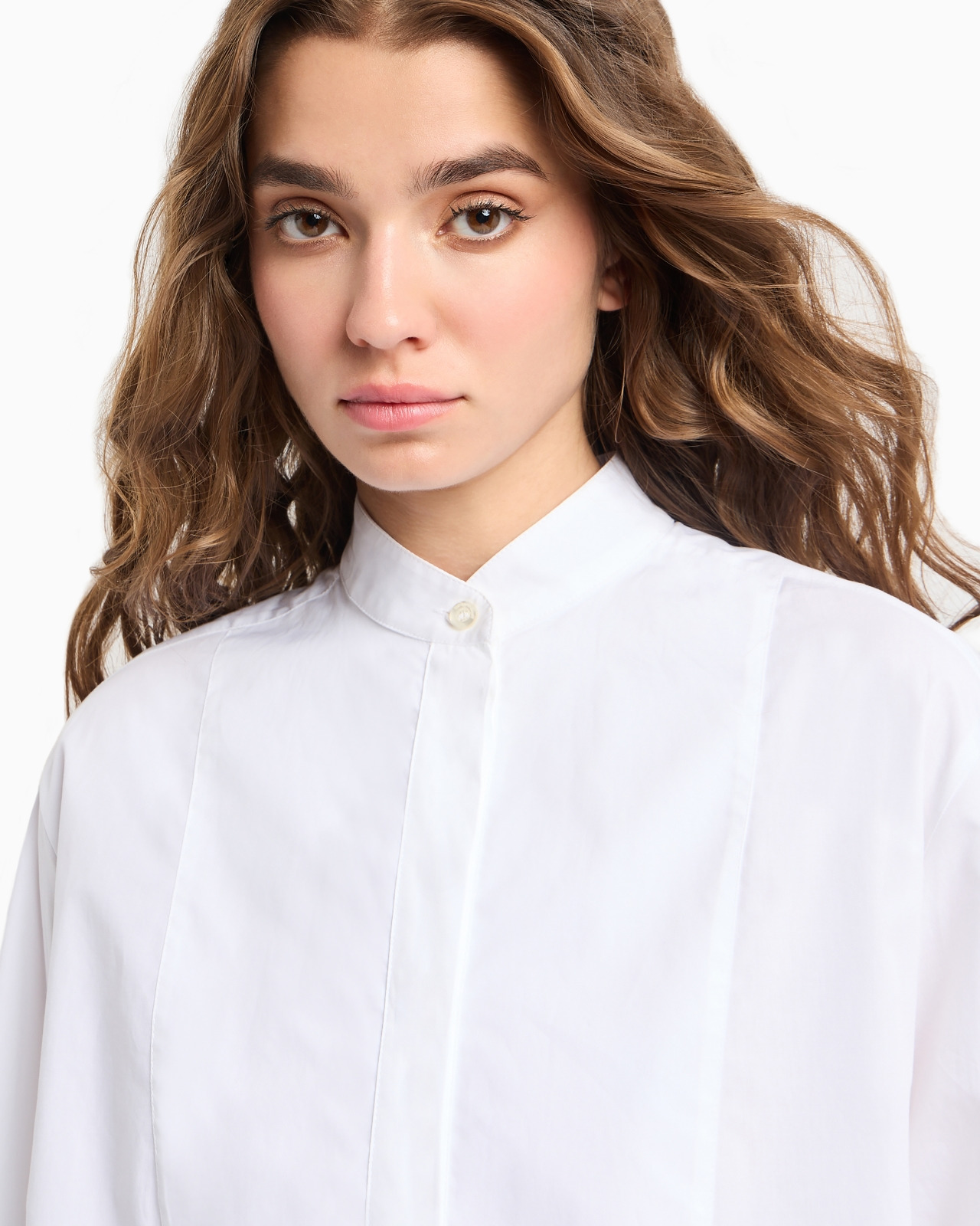Oversized cotton shirt with plastron - 5