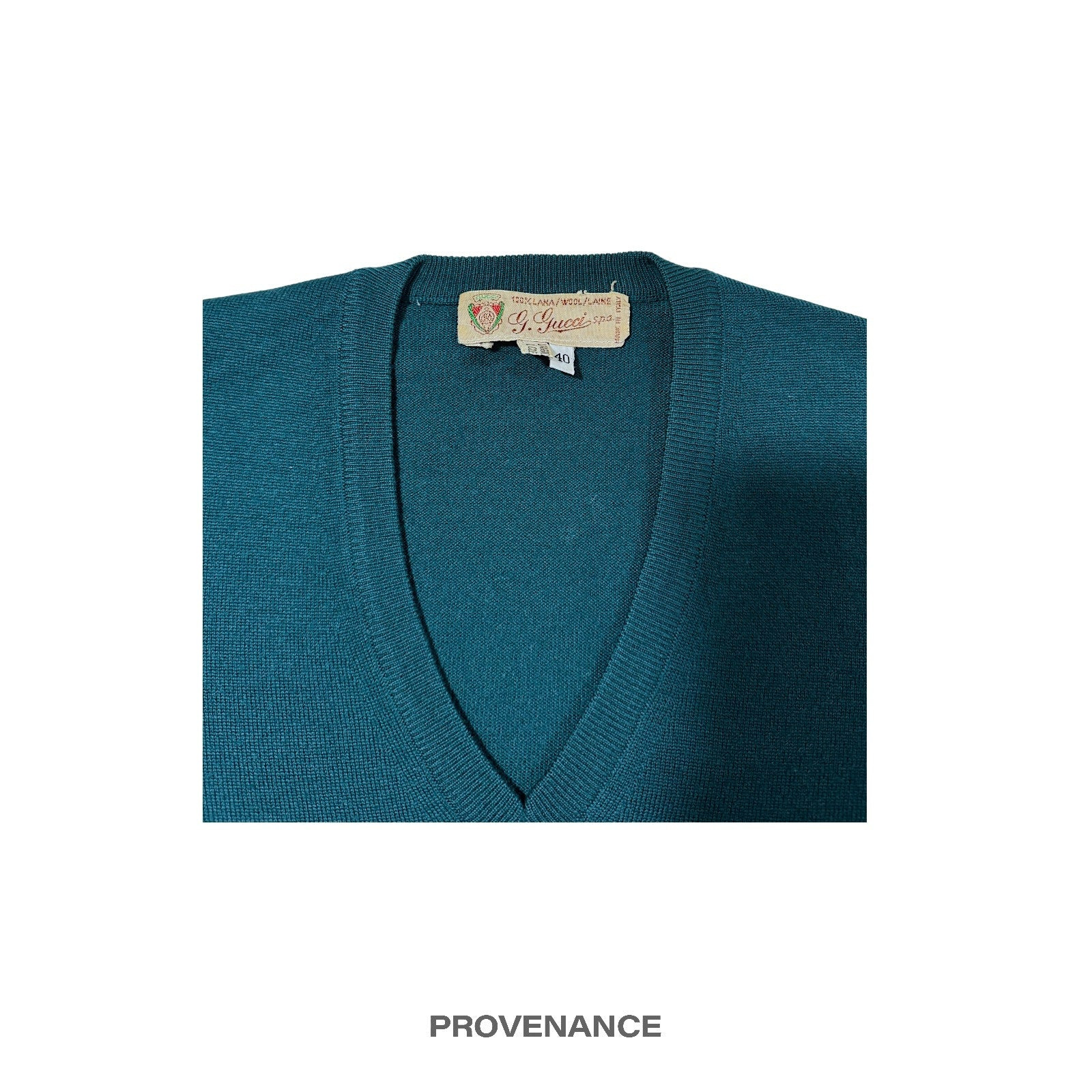 Gucci GG Logo Golf V Neck Sweater - Forest Green - 3