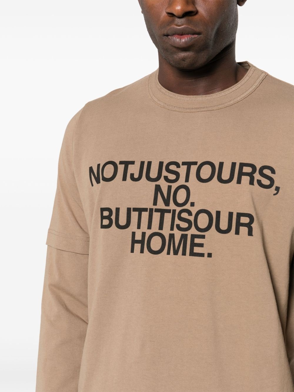 slogan-print layered cotton sweatshirt - 5