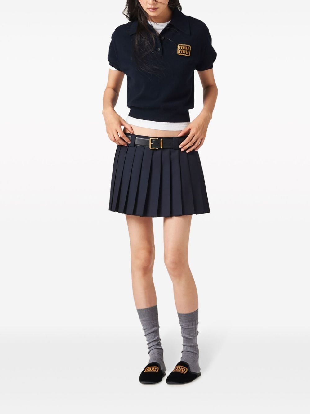 pleated wool miniskirt - 2
