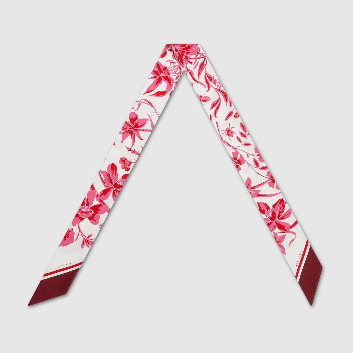 Floral print silk neck bow - 2