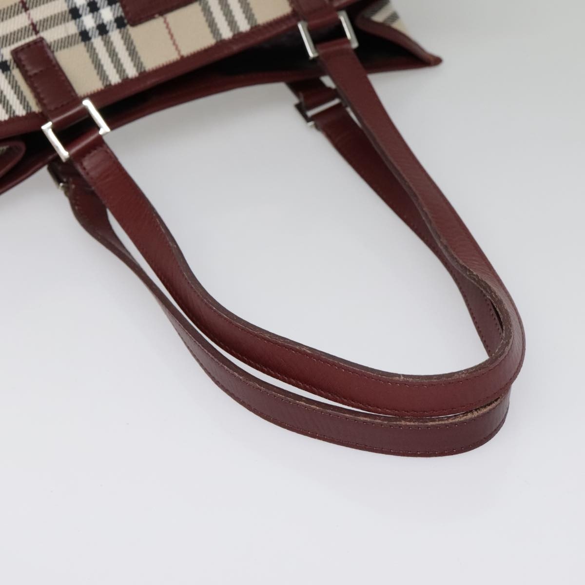 Burberry Nova Check Blue Label Tote Bag Canvas Beige Red Brown Silver - 8