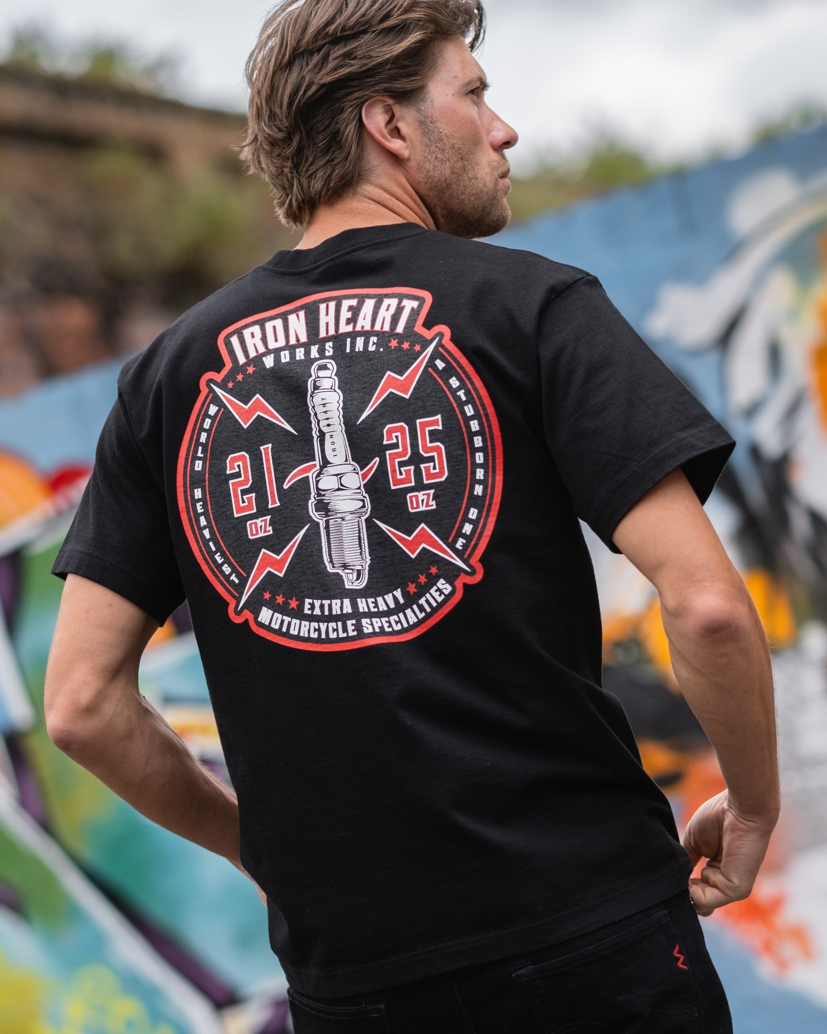 7.5OZ PRINTED LOOPWHEEL CREW NECK T-SHIRT - BLACK - 4