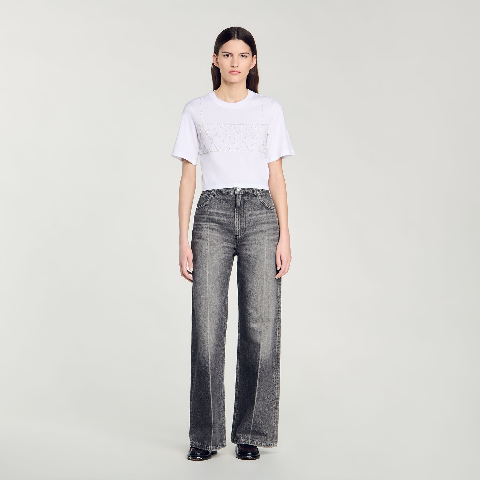 RHINESTONE CROPPED T-SHIRT - 3