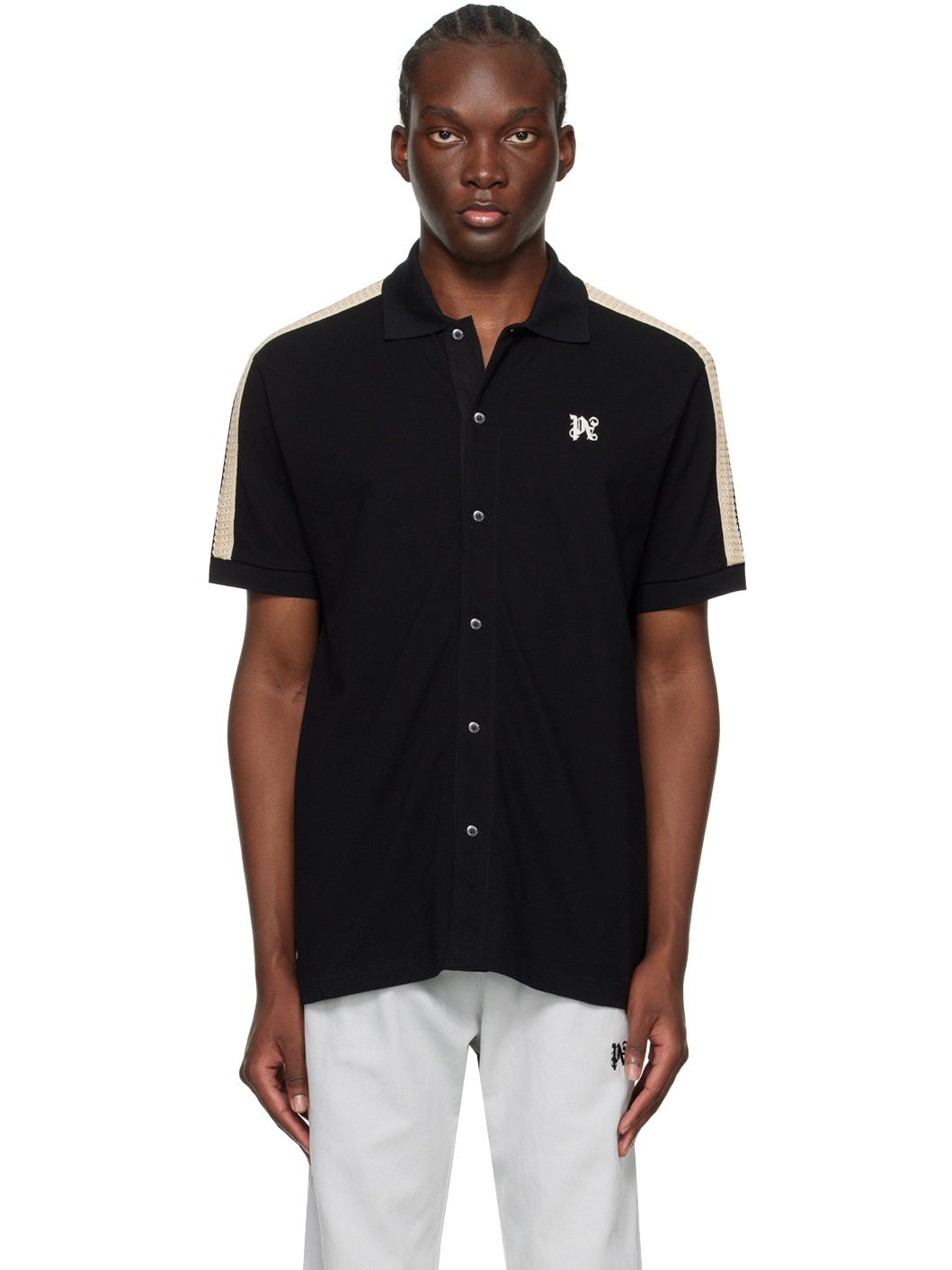 Black Monogram Track Polo - 1