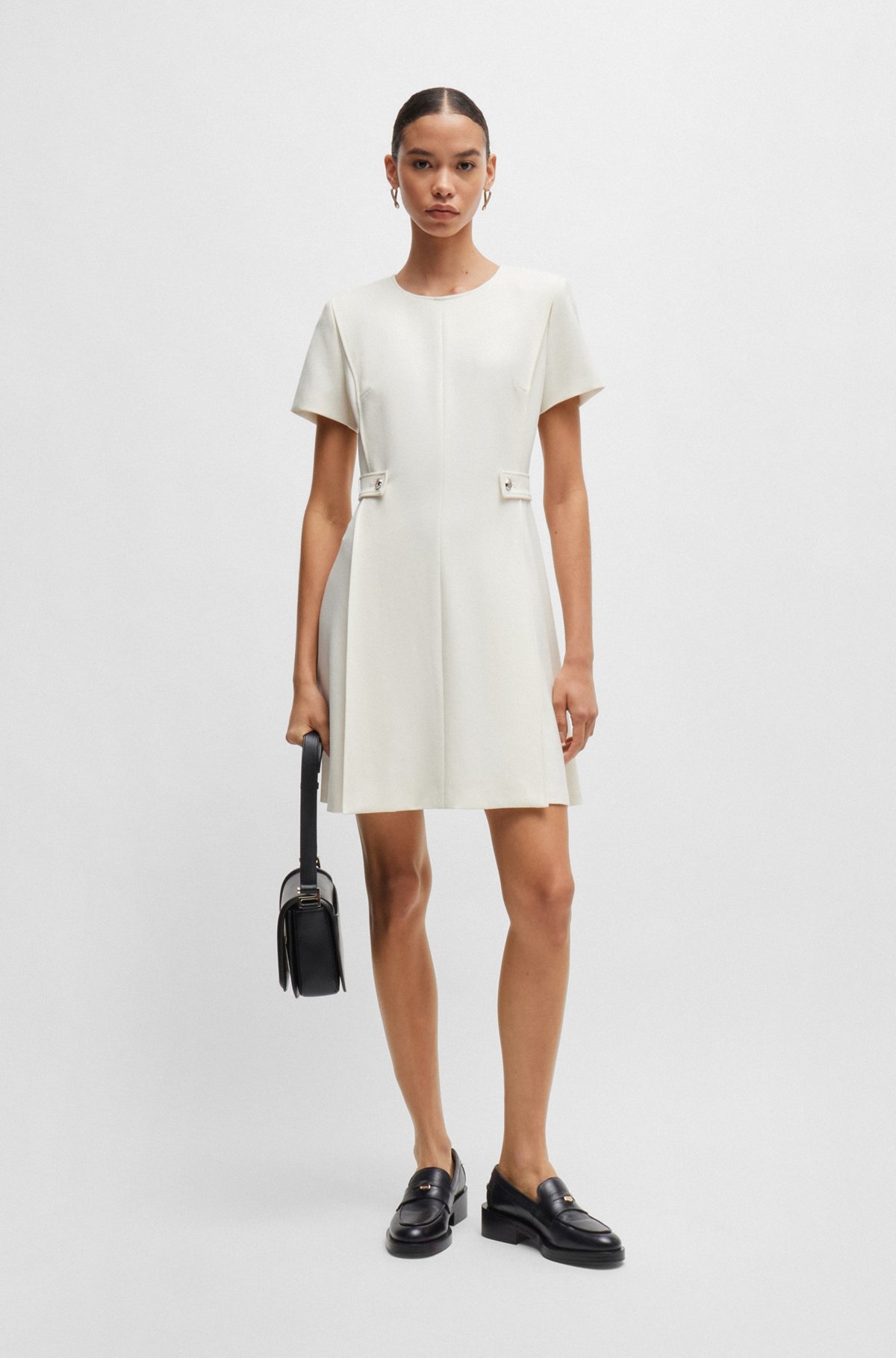 REGULAR-FIT DRESS IN STRETCH FABRIC WITH HARDWARE BUTTONS - 2