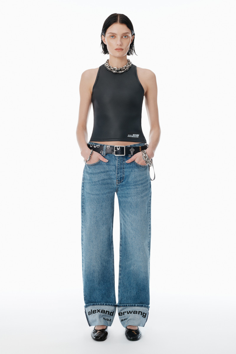 Alexander Wang indigo logo-embroidered mid-rise jeans outlook