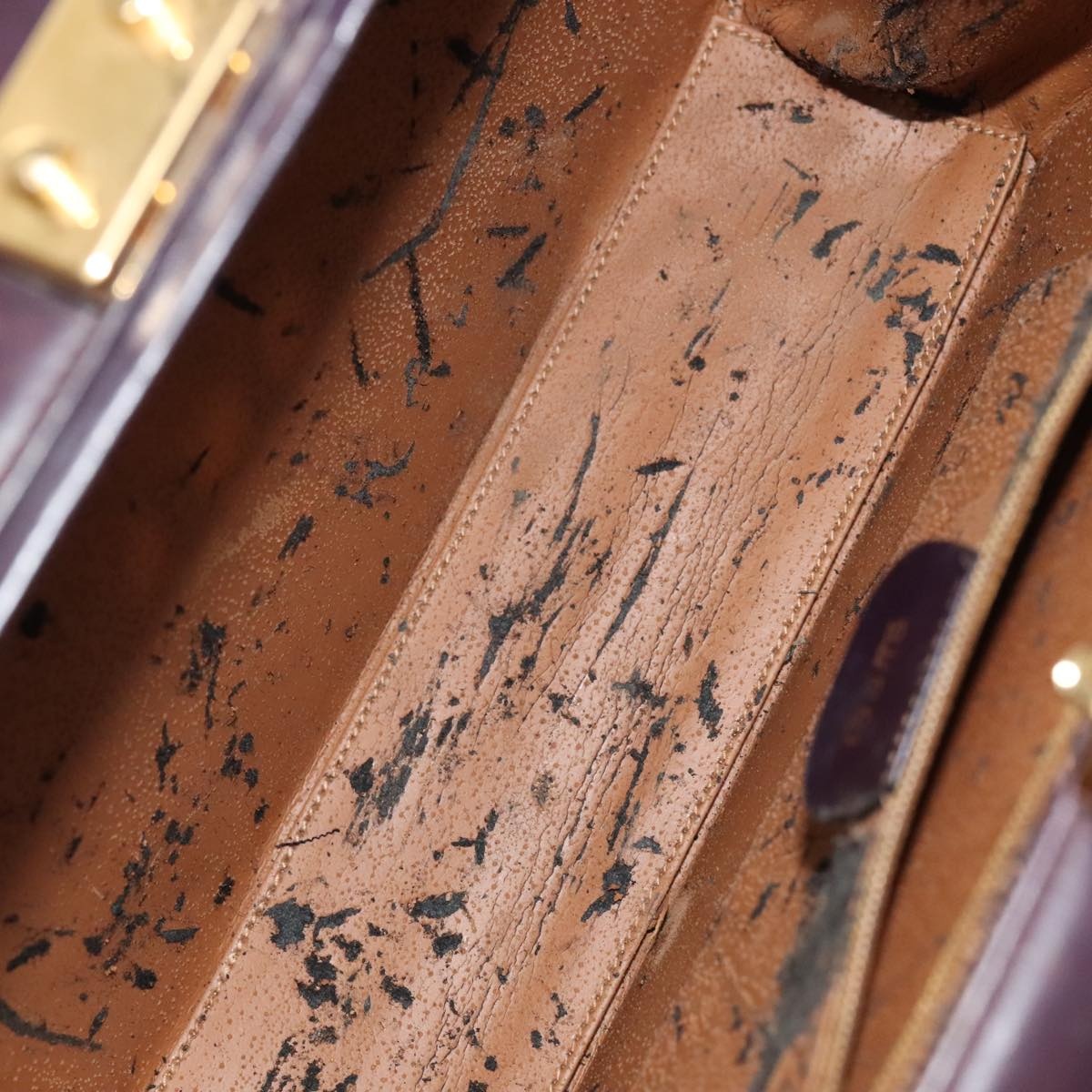 GUCCI Hand Bag Leather Purple Gold - 10
