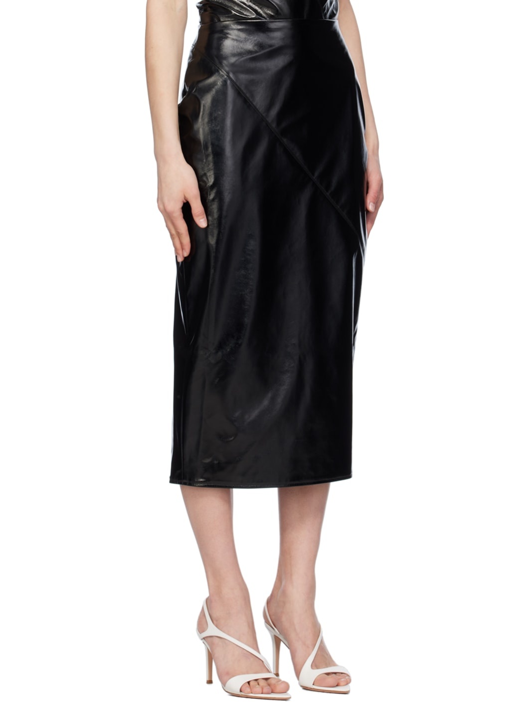 Black Kuana Faux-Leather Midi Skirt - 2