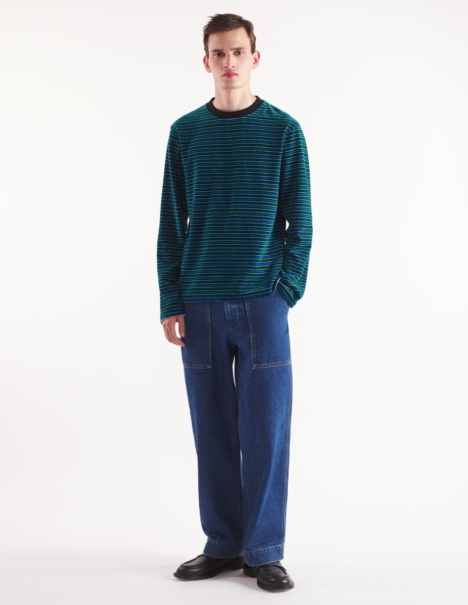 STRIPED VELVET LONG SLEEVES TEE-SHIRT - 2