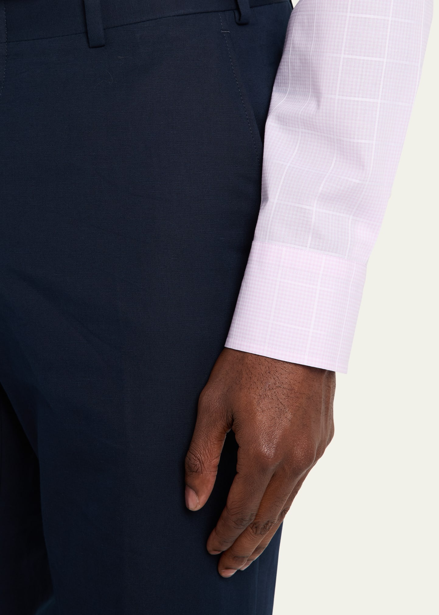 Men's Cotton and Linen Flat-Front Trousers - 5