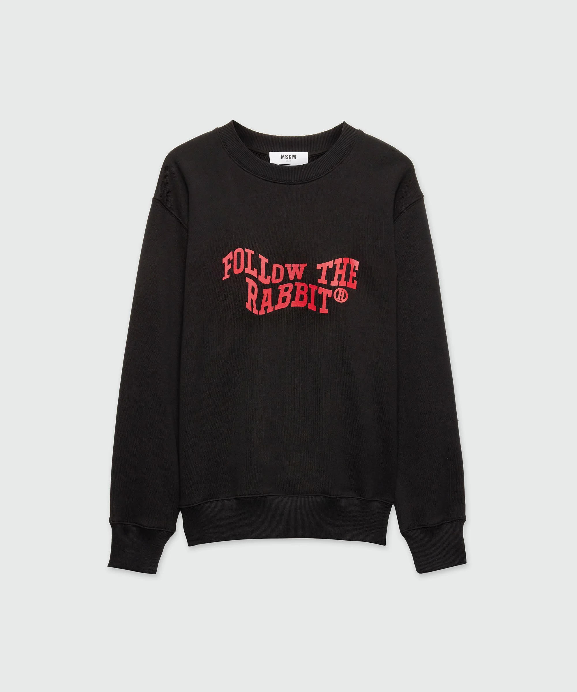 Black jersey sweatshirt with MSGM "Follow the Rabbit®" graphic - 1