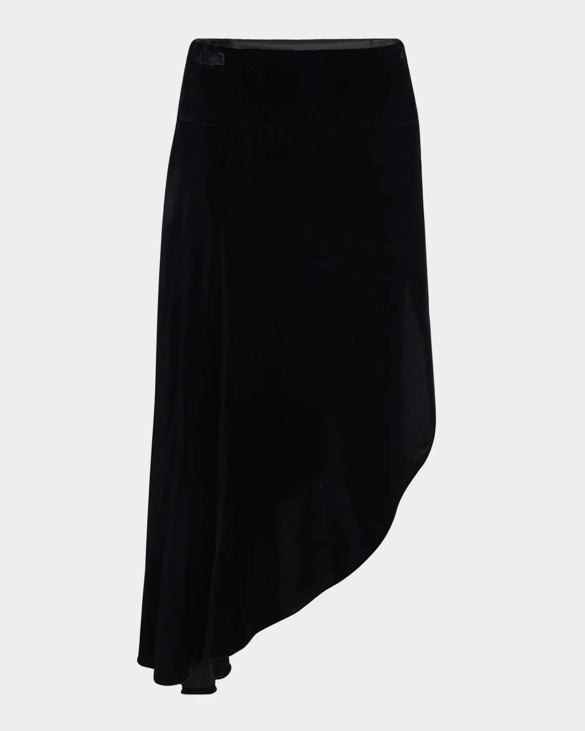 Asymmetric Velvet Midi Skirt - 1