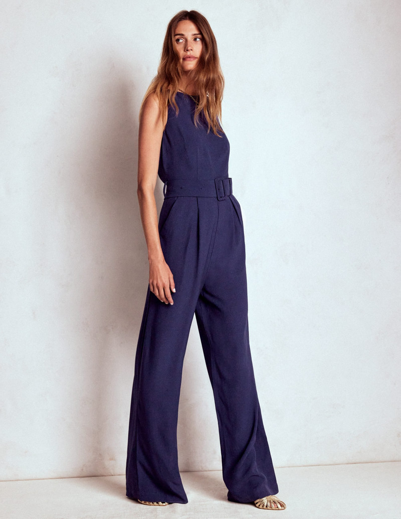 Gwen Slash Neck Jumpsuit-Navy 5