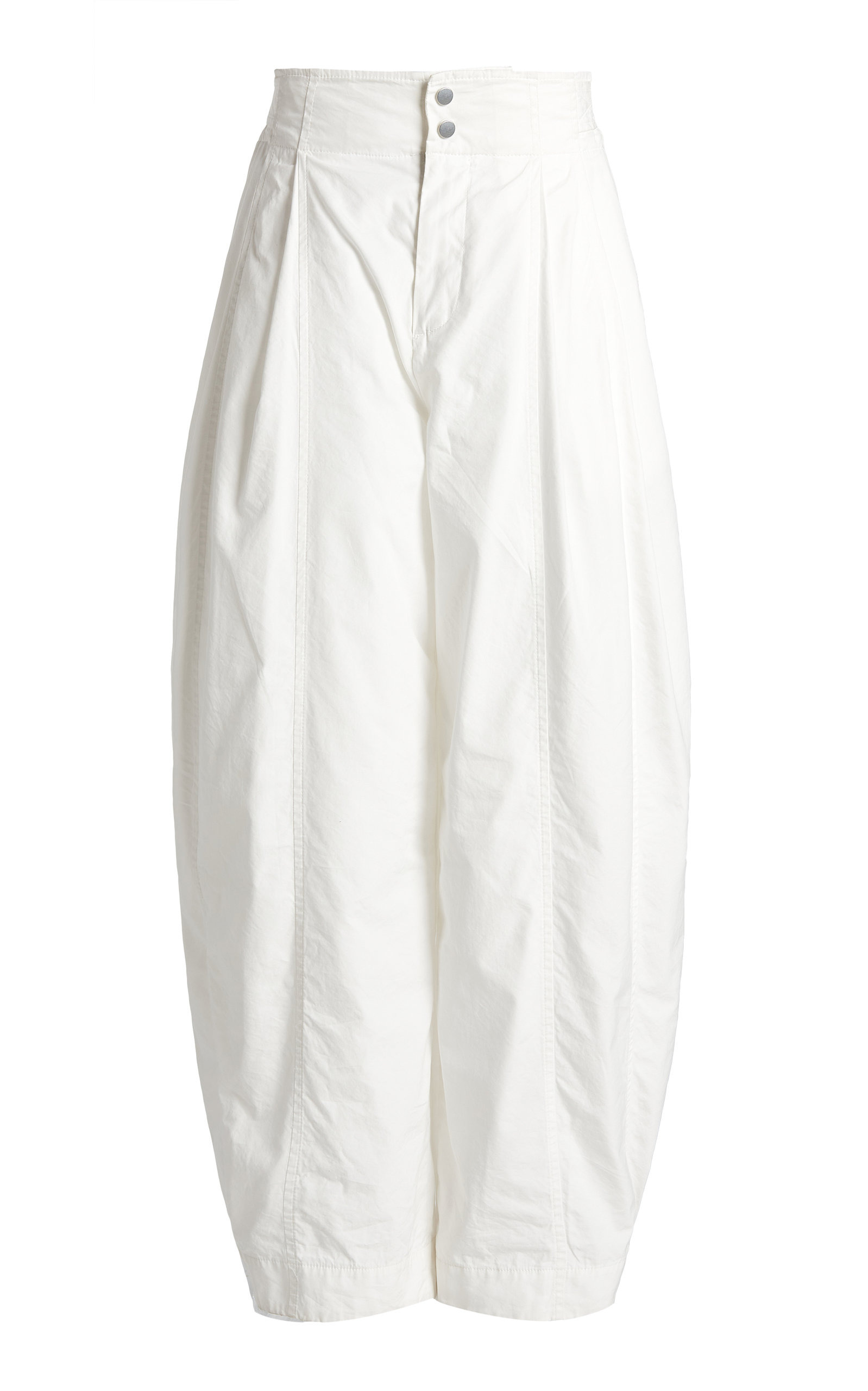 Pleated Cotton Tapered Trousers white - 1