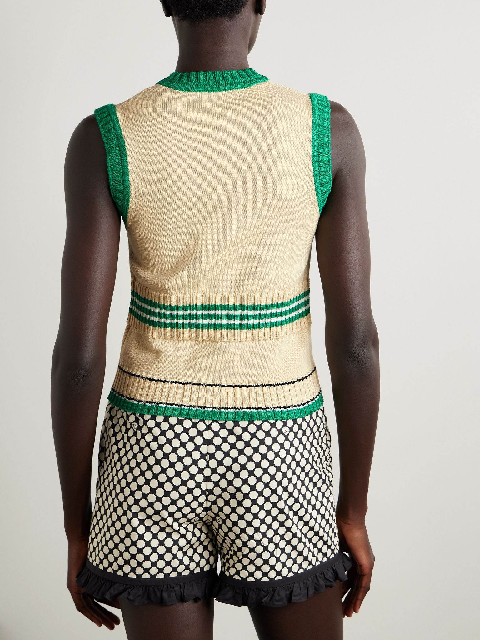 Intarsia-knit cotton vest Cream - 4