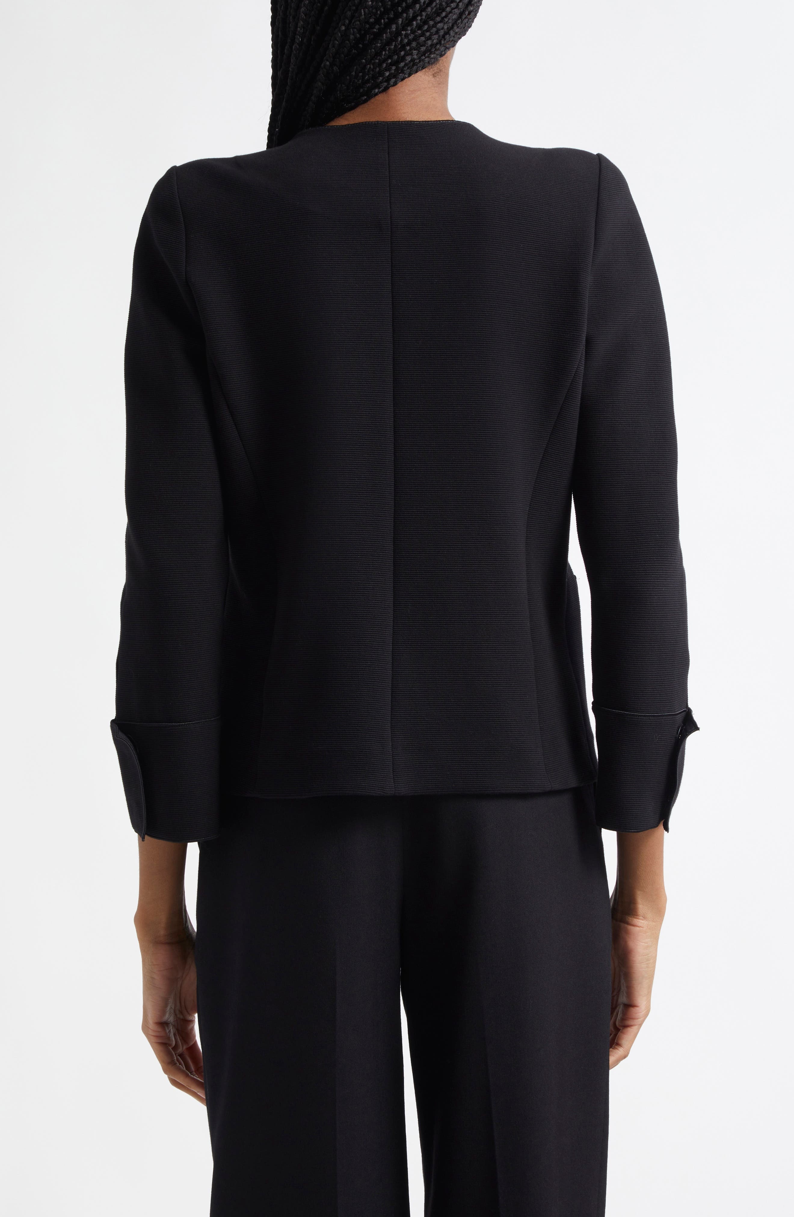 Emporio Armani Ottoman Stretch Cotton Short Jacket in Black at Nordstrom - 2