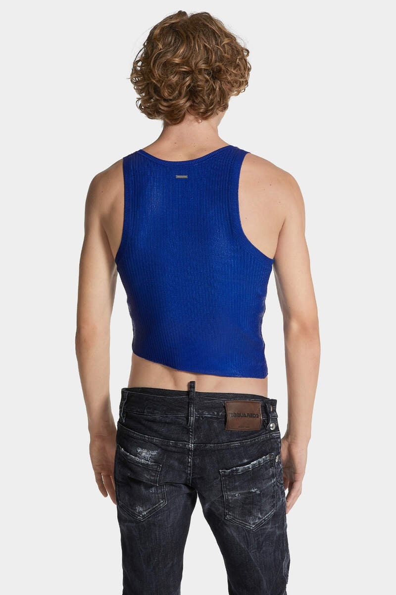 RIBBED KNIT ASYMMETRIC TOP - 4