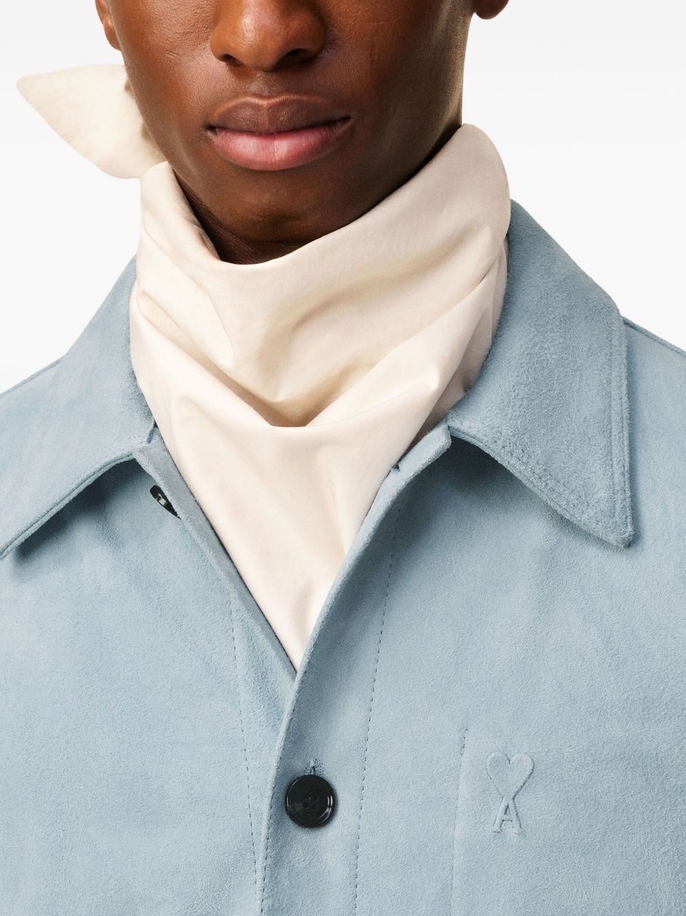 suede button-up jacket - 6