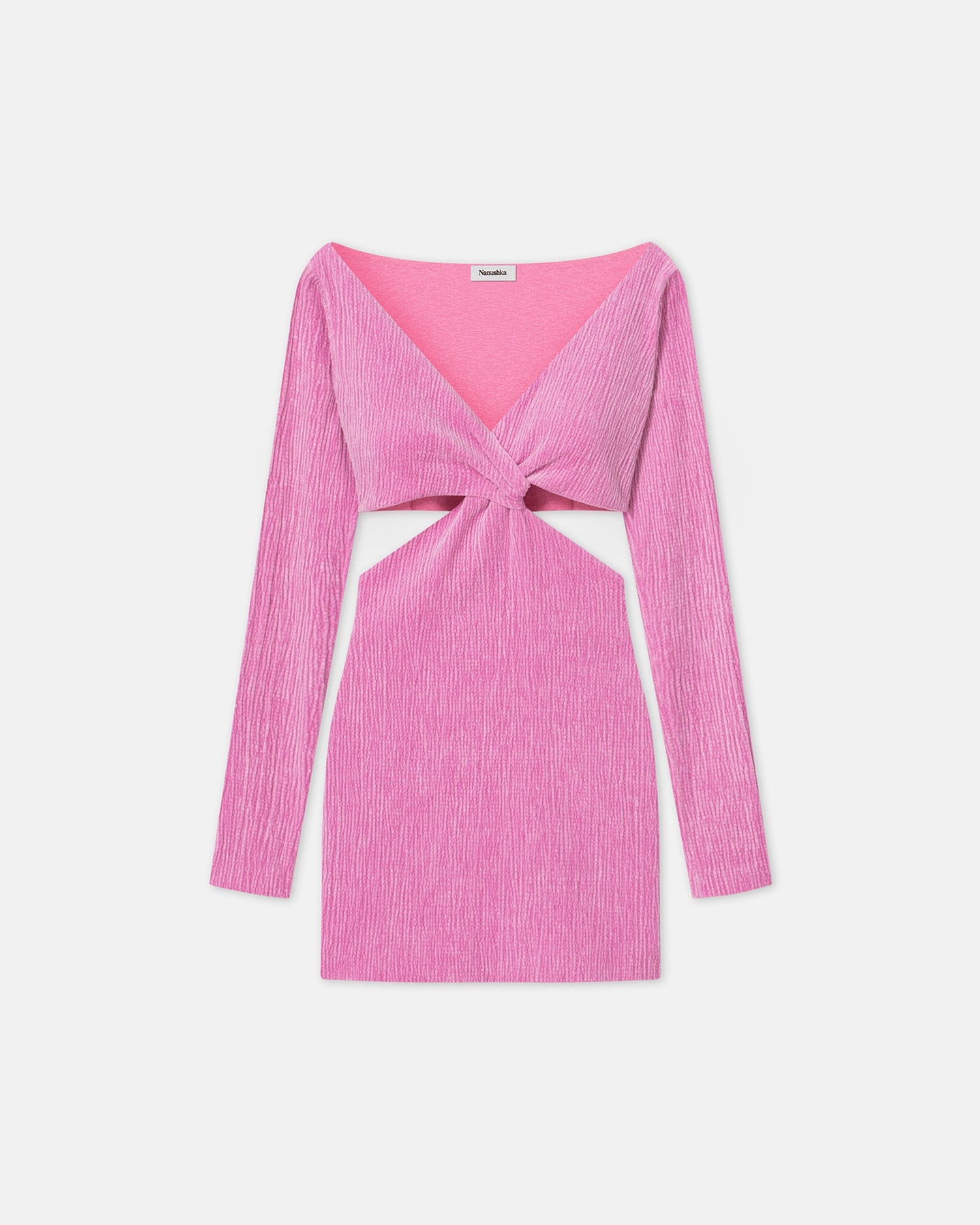 Twist-Front Velvet Seersucker Mini Dress - 4