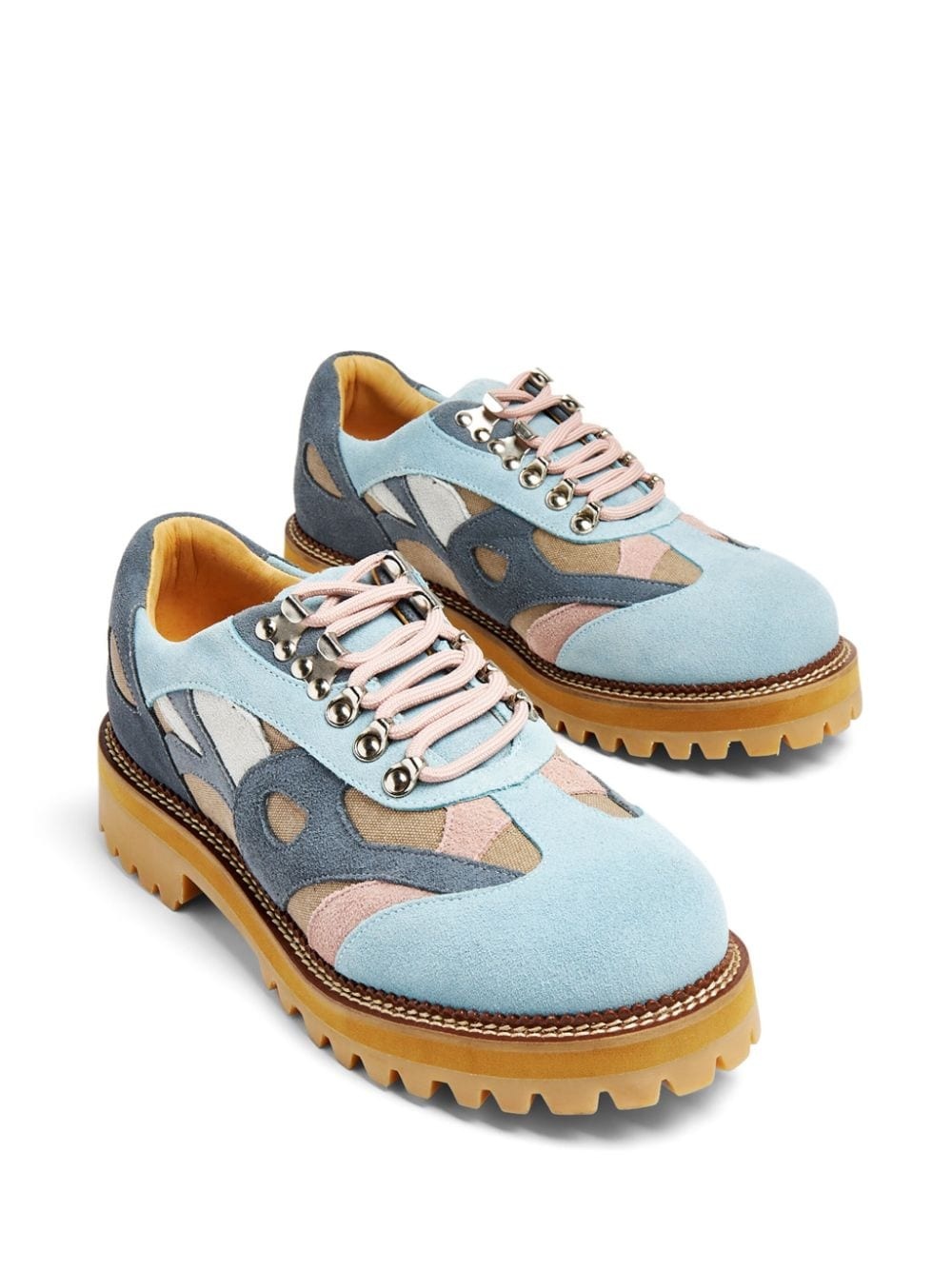 panelled suede lace-up shoes - 4