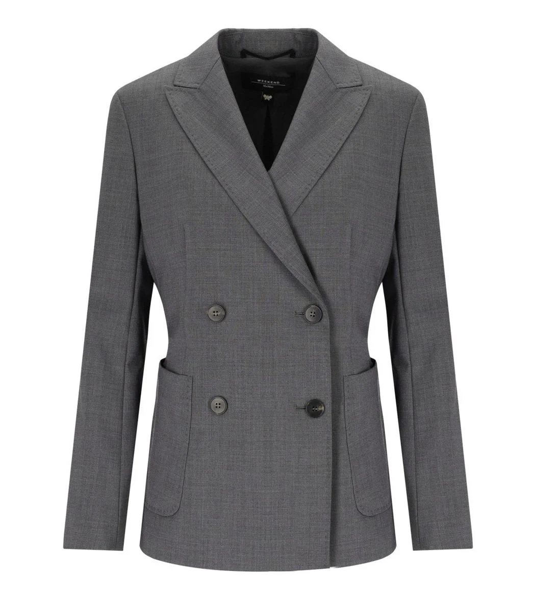 Weekend Max Mara Ornati Grey Double-Breasted Blazer - 1