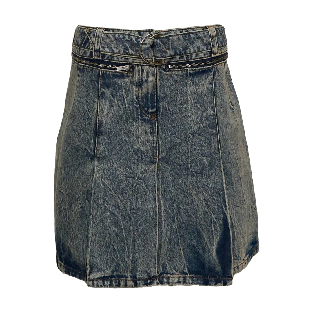 Women Denim Carwash Skirt - 1