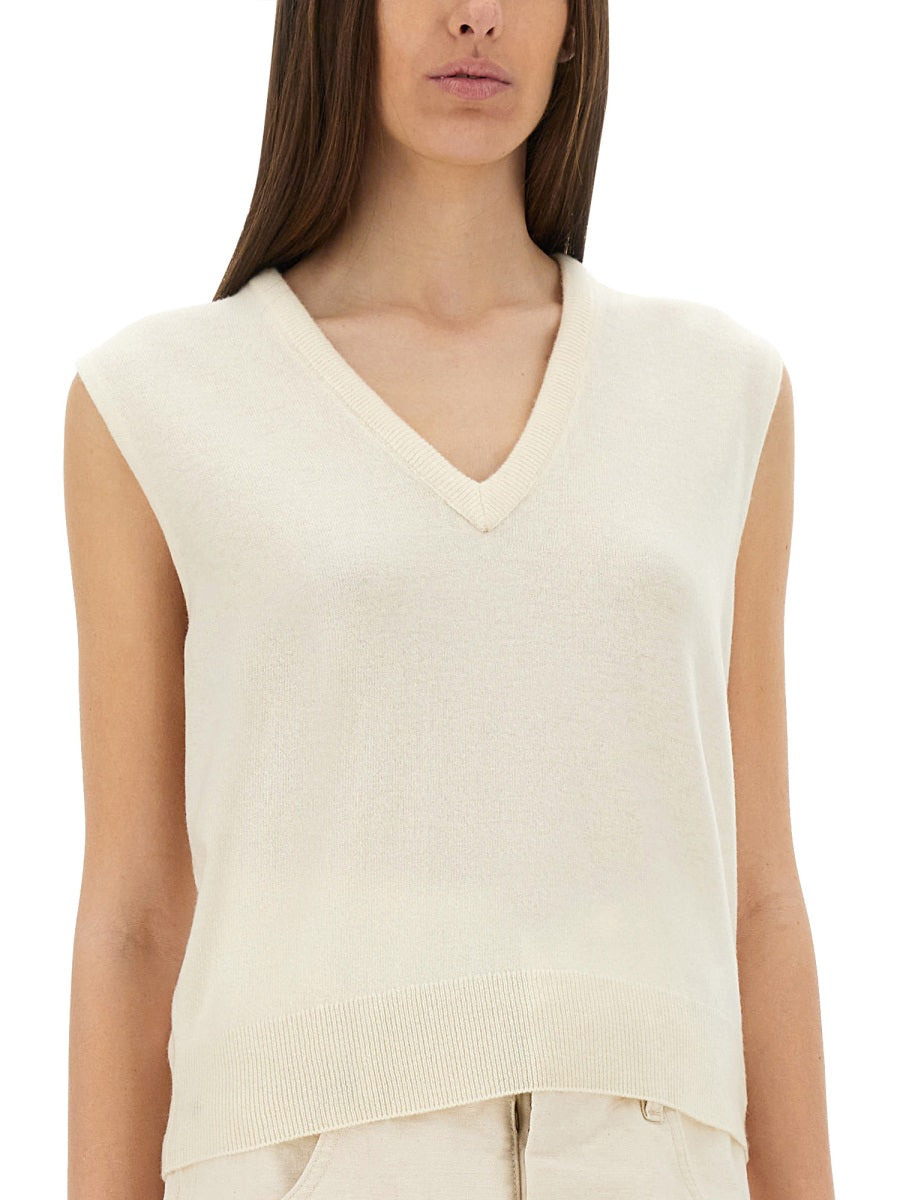 Maison Margiela Women V-Neck Wool Vest - 4
