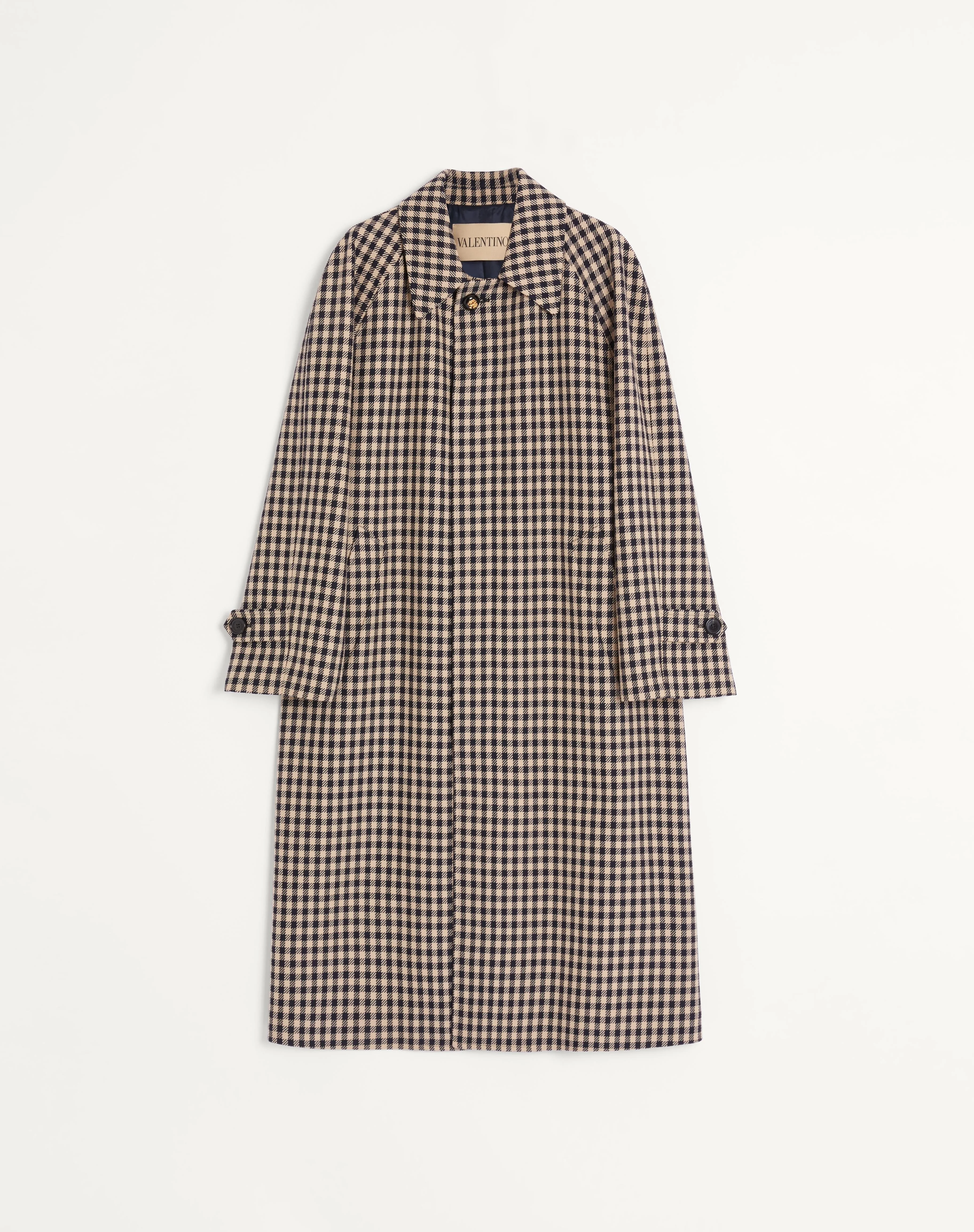 SINGLE-BREASTED COTTON AND WOOL COAT WITH VICHY PATTERN - 1