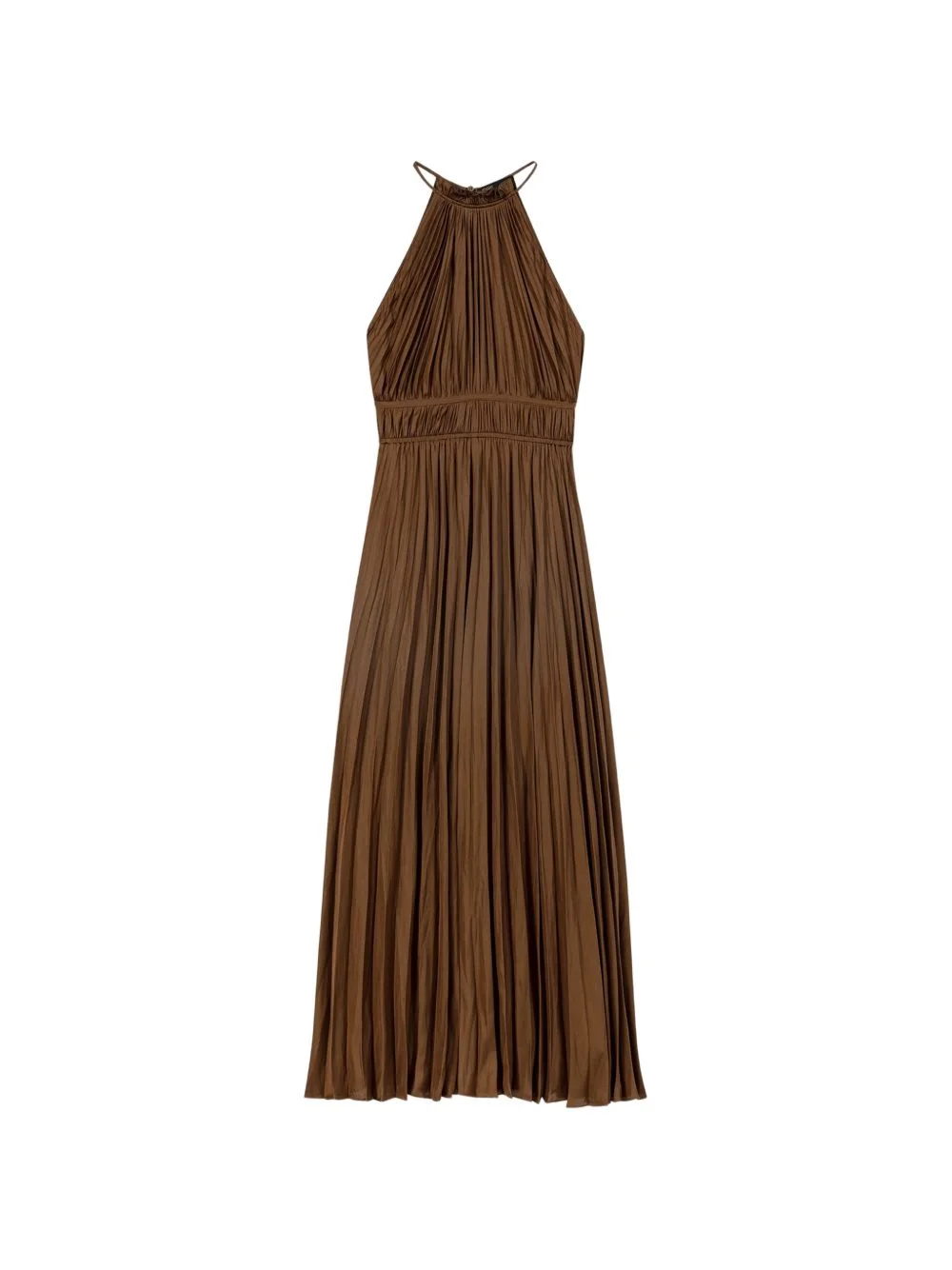pleated halterneck midi dress - 1
