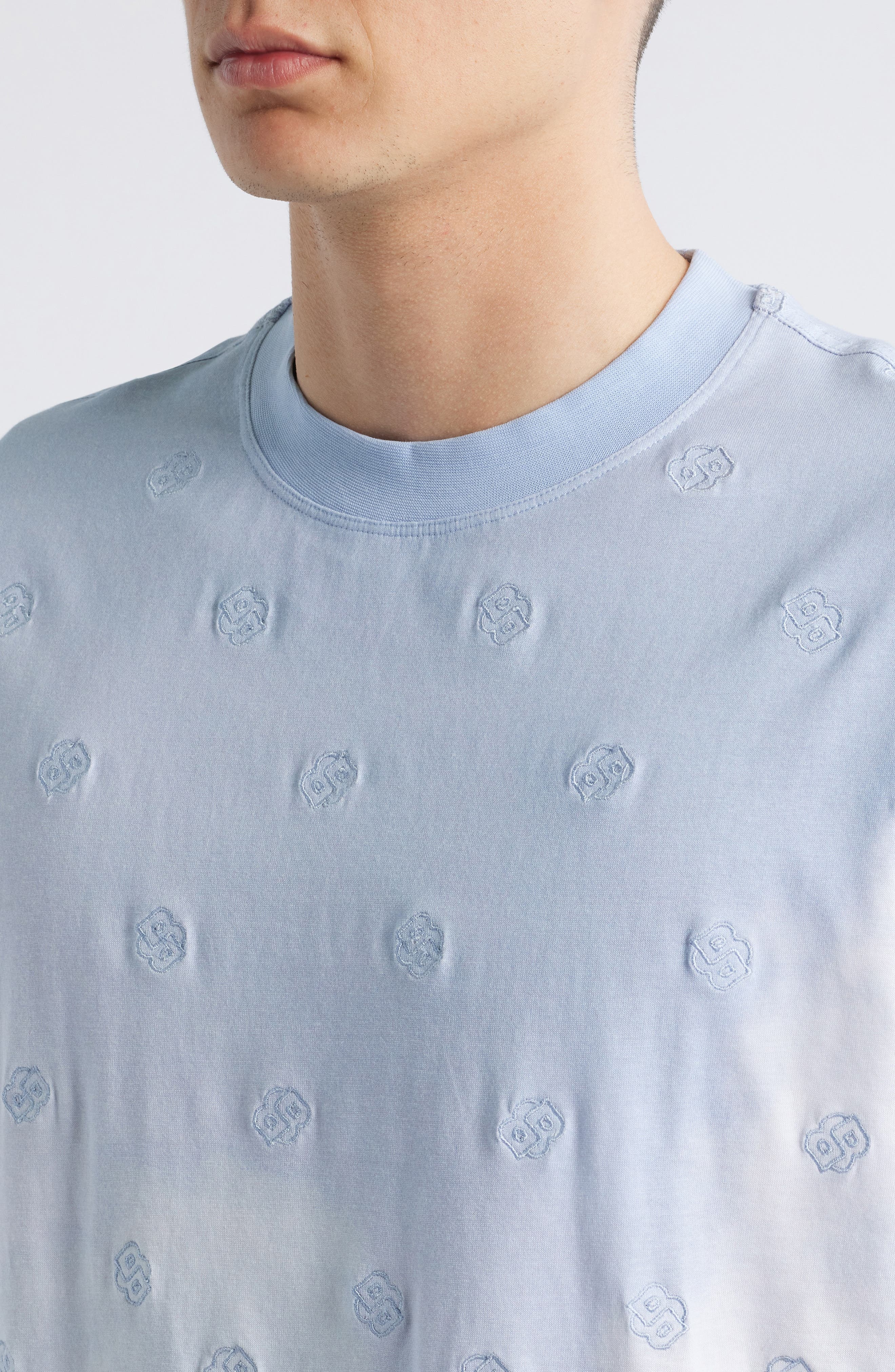 BOSS Tames Logo Embroidered T-Shirt in Light Blue at Nordstrom - 4