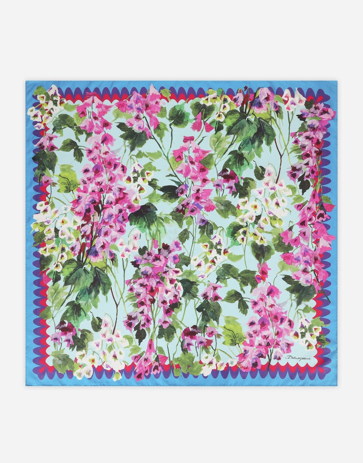 Bluebell-print twill scarf (90 x 90) - 1