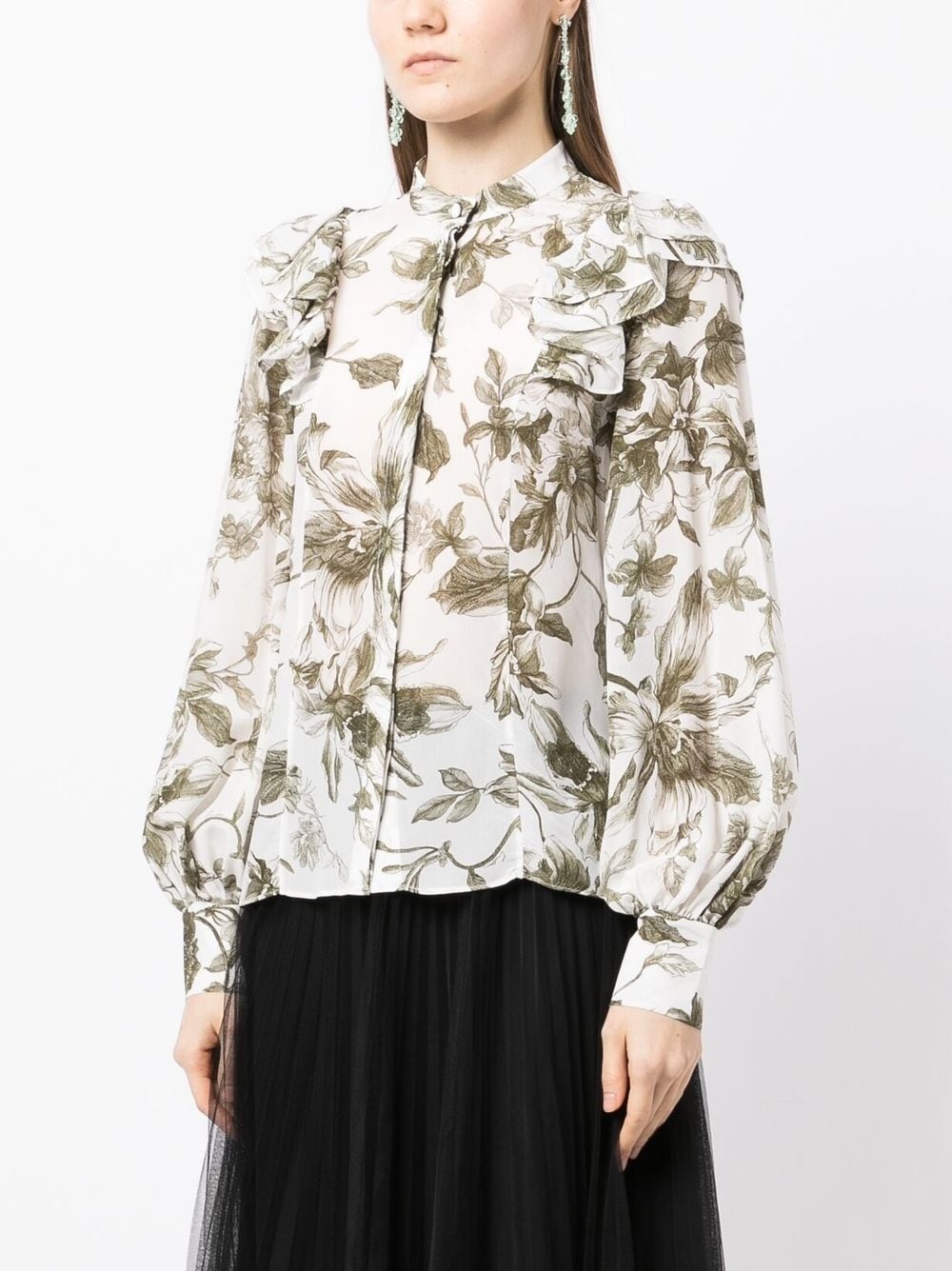 floral-print bishop-sleeve blouse - 3