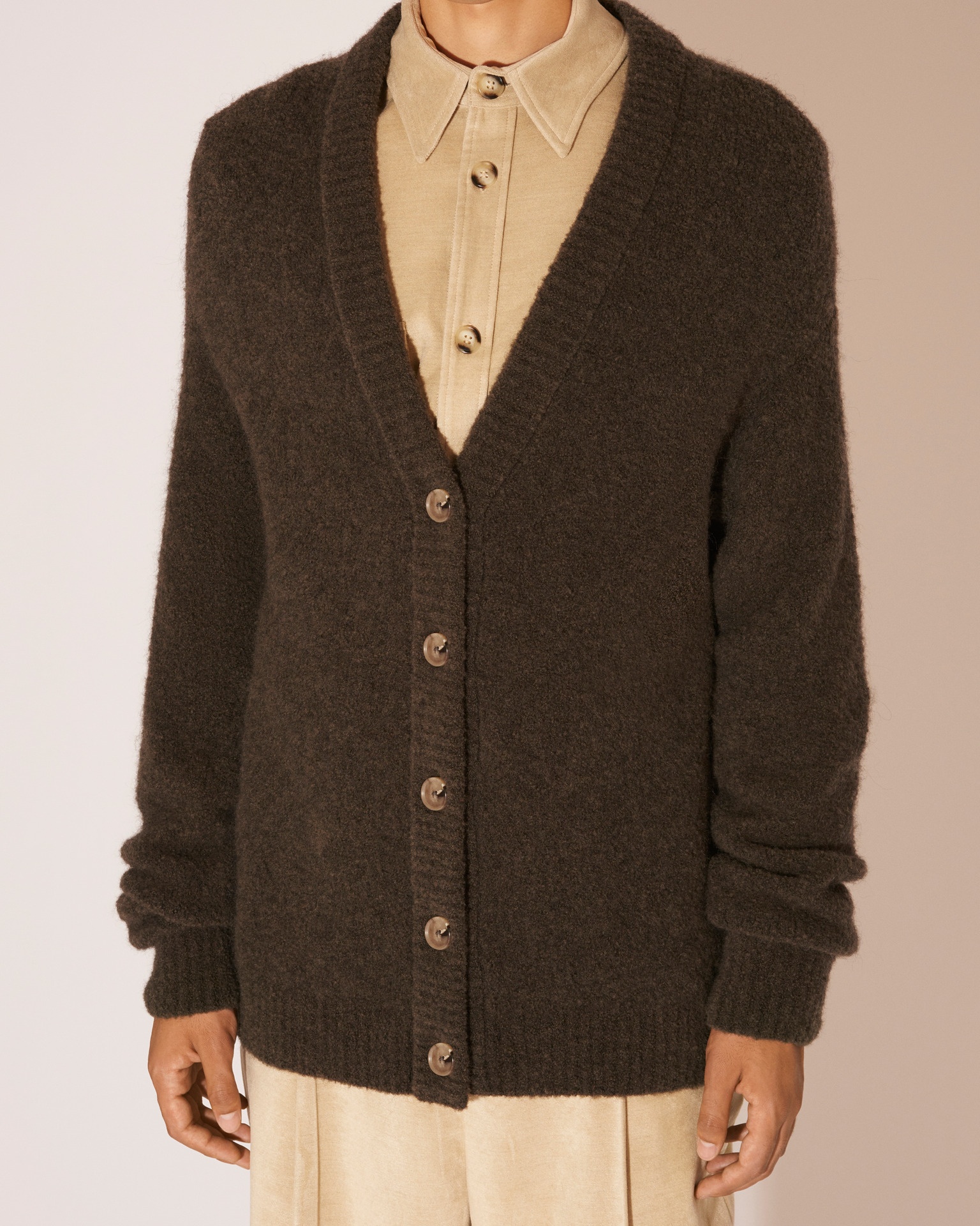 ROVAN - Bouclé cardigan - Gray mink - 5