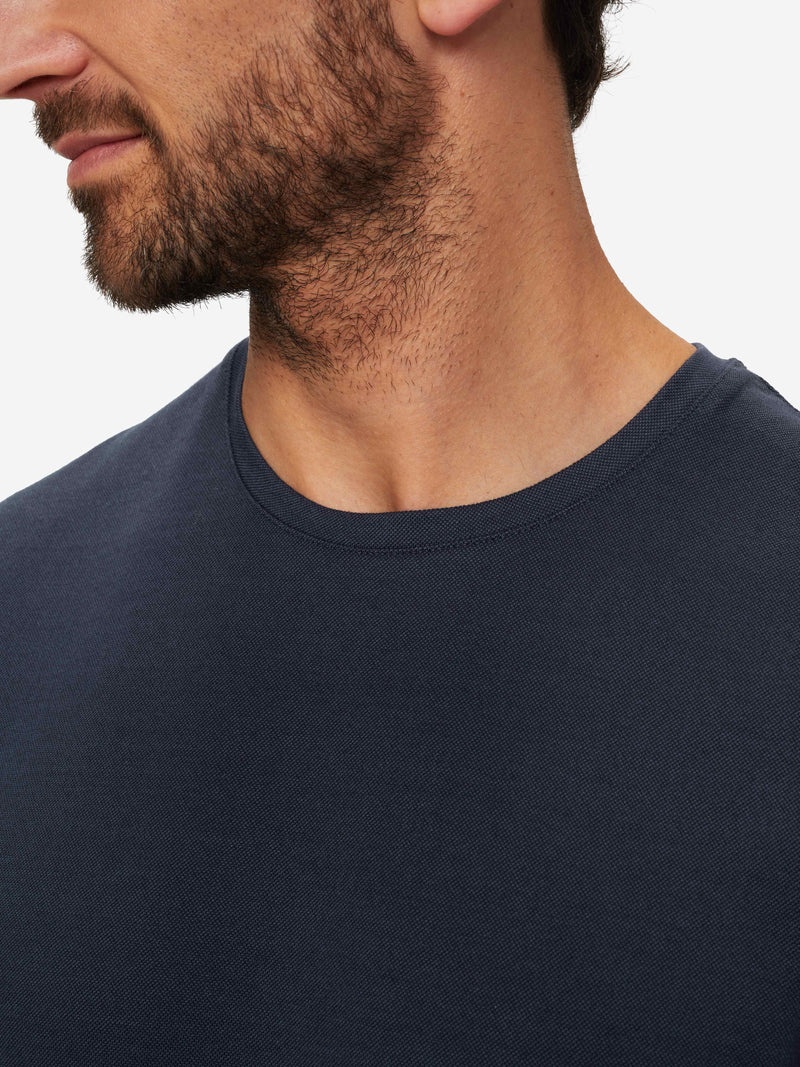 Men's T-Shirt Ramsay 2 Pique Cotton Tencel Navy - 2