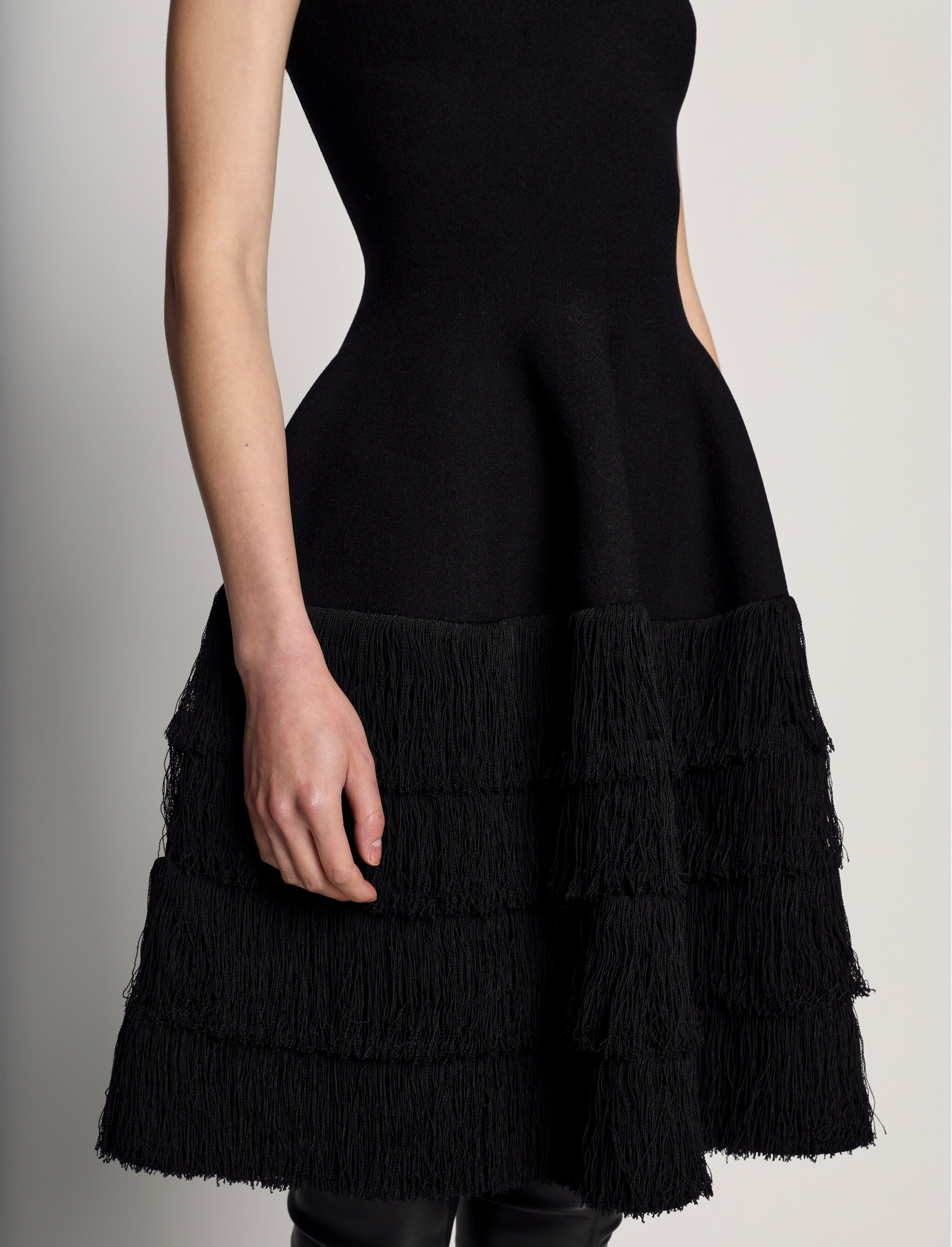 Textured Fringe Knit Sculpted Dress - 5