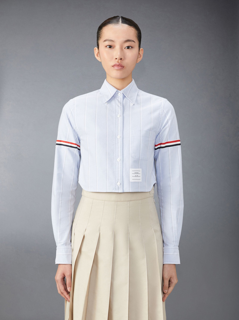 Stripe Oxford Armband Cropped Shirt - 1