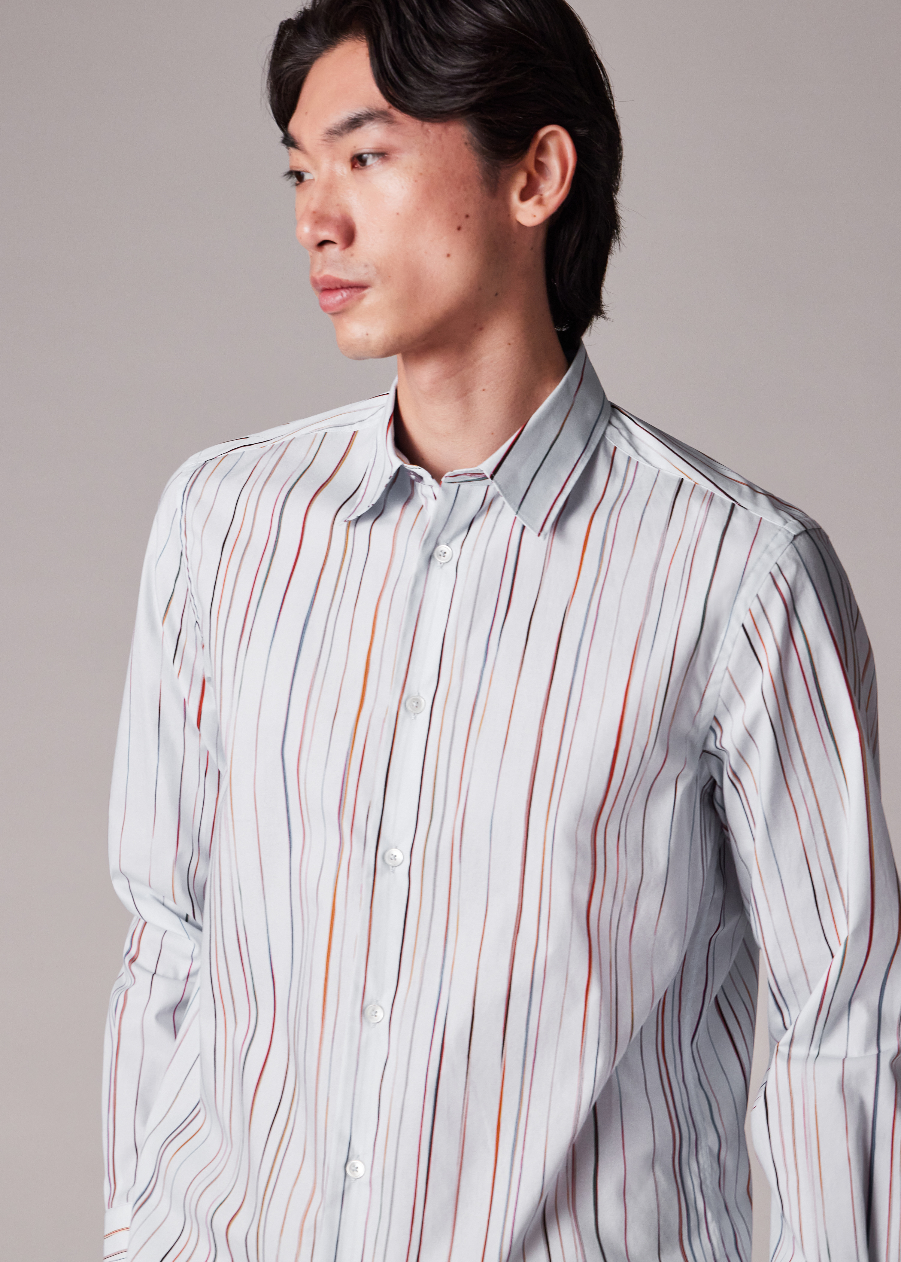 Light Blue 'Signature Pinstripe' Cotton Shirt - 5