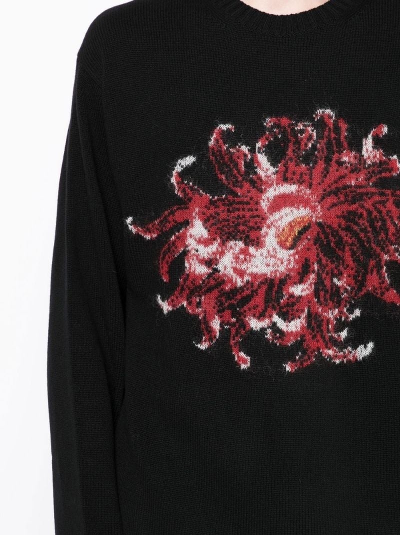 floral-print wool jumper - 4