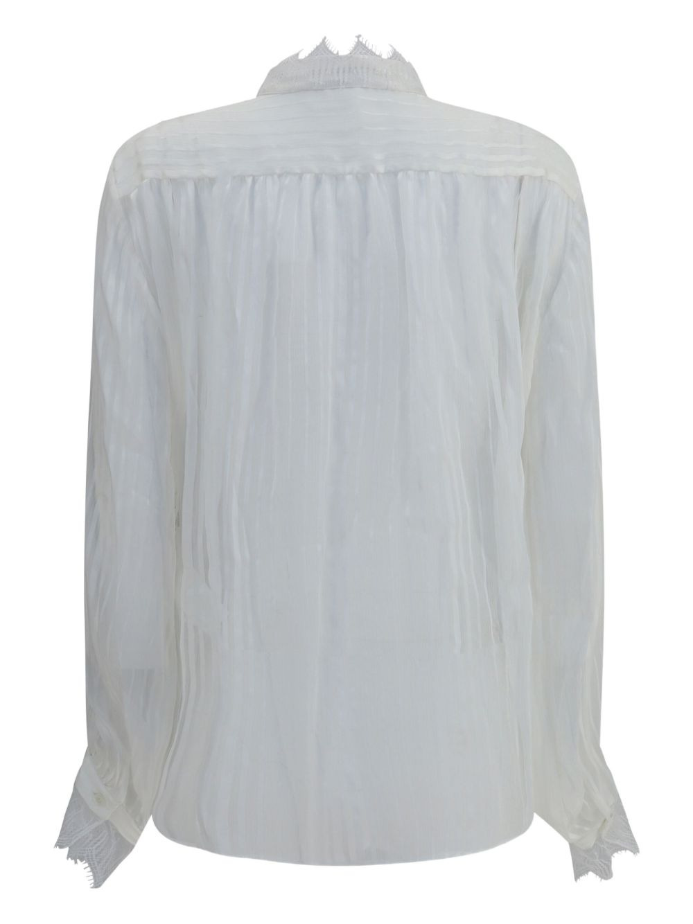 lace-trimmed pleated shirt - 2
