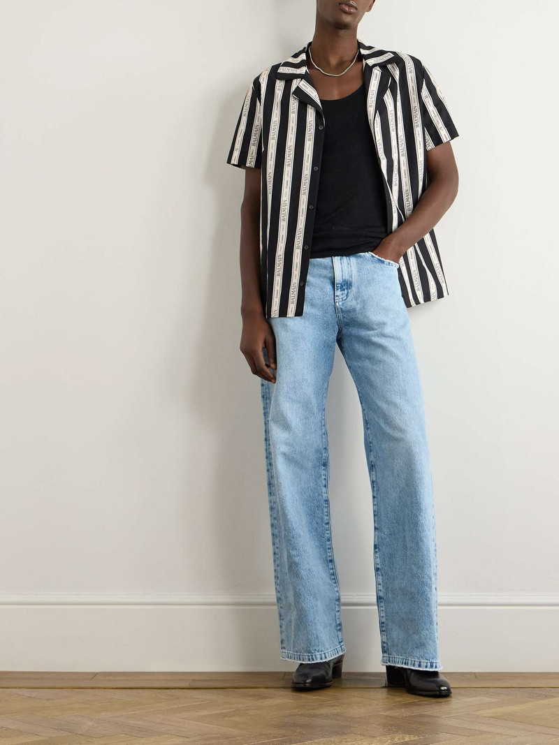 Balmain Camp-Collar Logo-Print Striped Cotton-Poplin Shirt outlook