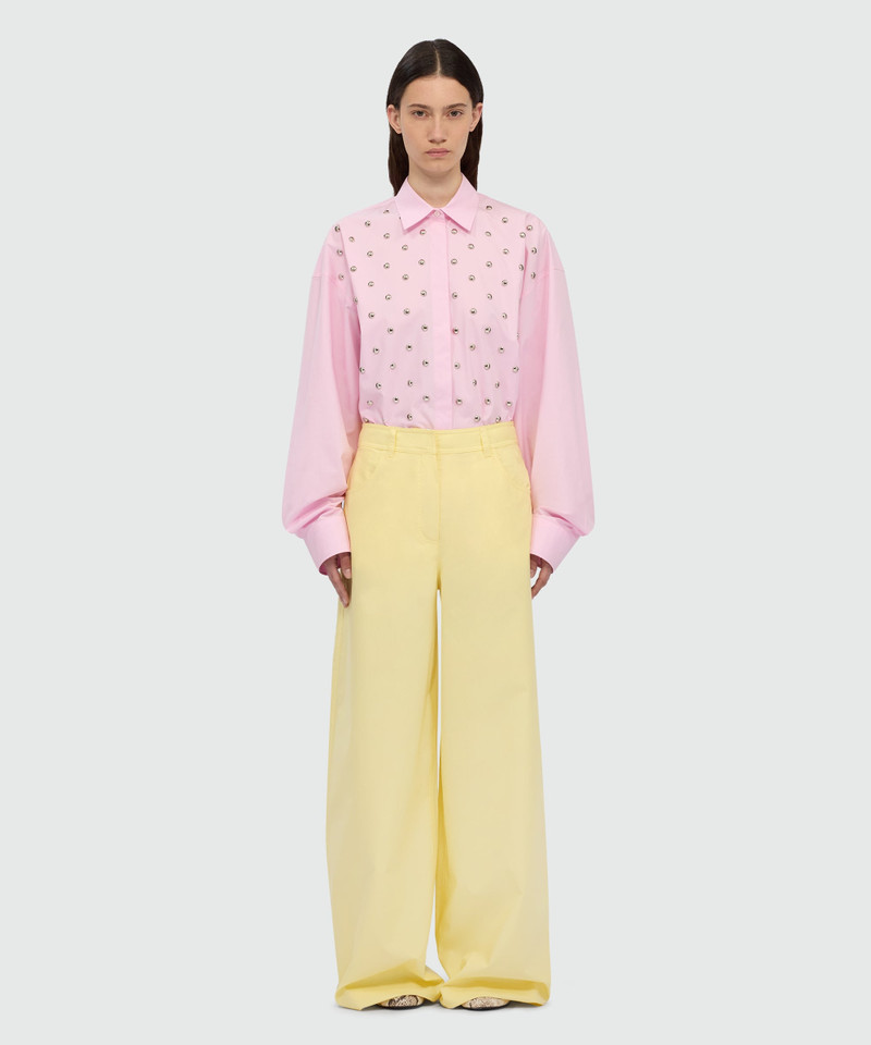 MSGM Yellow wide-leg cotton poplin trousers. outlook