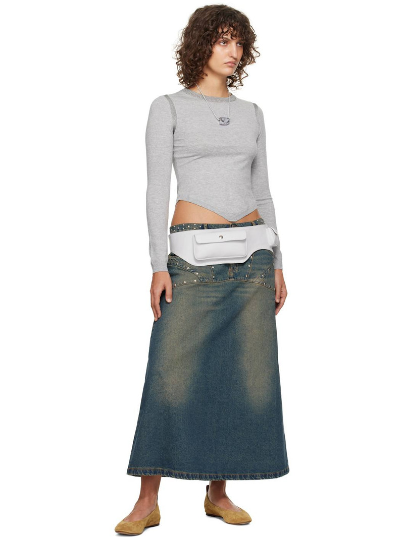 gimaguas Blue Studded Denim Maxi Skirt outlook